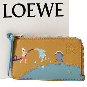 Loewe Suna Fujita Wallet Card Holder Satin Calf Leather Sahara Blue Baku